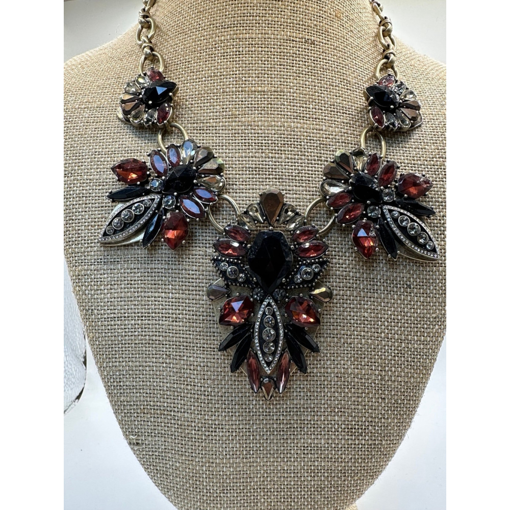 “Fair Isle” Deep Marsala Statement Necklace